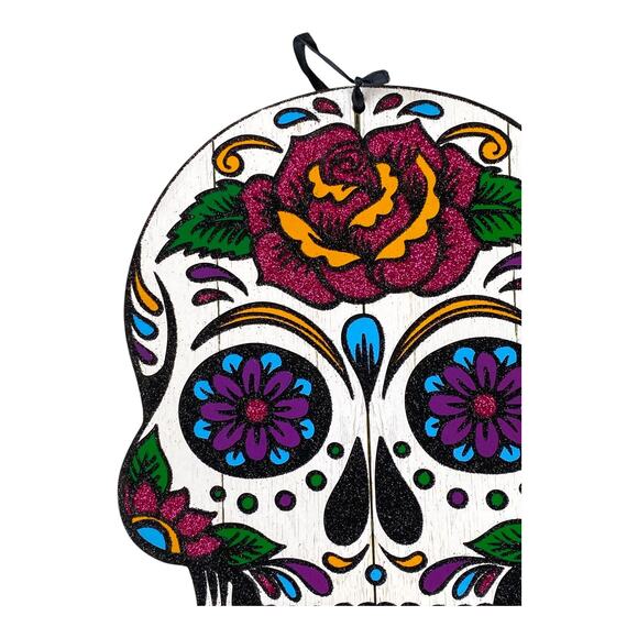 Colorful Sugar Skull Wall Décor – Day of the Dead / Halloween Decoration - Picture 3 of 4